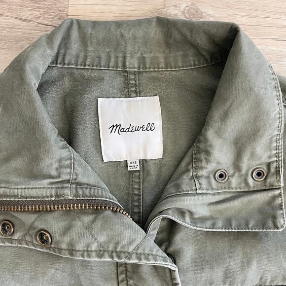 Madewell Women Utility Jacket Army Green Full Zip Adjustable Waist Size XXS - Picture 4 of 10